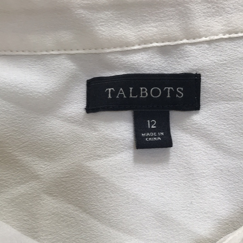 Talbots Size 12 Cream Multi Front Button Top - image 5